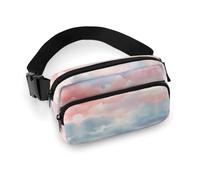 Waist Pack Light Blue And Peach Printed Butt Pack Fanny Pack for Men Women Workout Traveling Casual Running Hiking Cycling Hip Bum Bag with Adjustable Strap for Outdoors, Light Blue And Peach, 7.9 X
