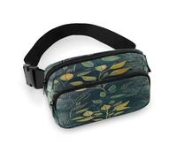 Waist Pack Light Green Leaves Printed Butt Pack Fanny Pack Hip Bum Bag for Workout Traveling Casual Running Hiking Cycling, Light Green Leaves, 7.9 X 5.1 in