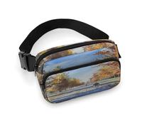 Waist Pack Long Straight Road Printed Butt Pack Fanny Pack Hip Bum Bag for Workout Traveling Casual Running Hiking Cycling, Long Straight Road, 7.9 X 5.1 in