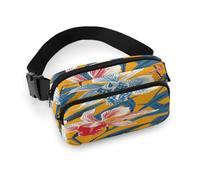Waist Pack Mustard Yellow Pattern Printed Butt Pack Fanny Pack Hip Bum Bag for Workout Traveling Casual Running Hiking Cycling, Mustard Yellow Pattern, 7.9 X 5.1 in