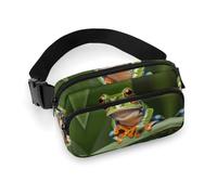 Waist Pack Peace Tree Frog Printed Butt Pack Fanny Pack Hip Bum Bag for Workout Traveling Casual Running Hiking Cycling, Peace Tree Frog, 7.9 X 5.1 in