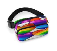 Waist Pack Rainbow Colored Gay Pride Hearts Printed Butt Pack Fanny Pack Hip Bum Bag for Workout Traveling Casual Running Hiking Cycling, Rainbow Colored Gay Pride Hearts, 7.9 X 5.1 in