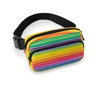 Waist Pack Rainbow Colored Striped Printed Butt Pack Fanny Pack Hip Bum Bag for Workout Traveling Casual Running Hiking Cycling, Rainbow Colored Striped, 7.9 X 5.1 in