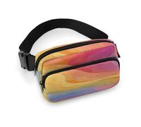 Waist Pack Rainbow Printed Butt Pack Fanny Pack Hip Bum Bag for Workout Traveling Casual Running Hiking Cycling, Rainbow, 7.9 X 5.1 in