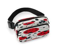 Waist Pack Red Black Spotted Ladybug Printed Butt Pack Fanny Pack Hip Bum Bag for Workout Traveling Casual Running Hiking Cycling, Red Black Spotted Ladybug, 7.9 X 5.1 in