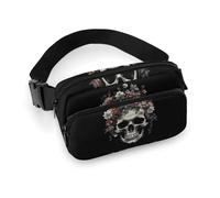 Waist Pack Skull in Darkness Printed Butt Pack Fanny Pack Hip Bum Bag for Workout Traveling Casual Running Hiking Cycling, Skull in Darkness, 7.9 X 5.1 in