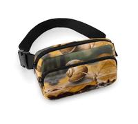 Waist Pack Snail in Leaves Printed Butt Pack Fanny Pack Hip Bum Bag for Workout Traveling Casual Running Hiking Cycling, Snail in Leaves, 7.9 X 5.1 in