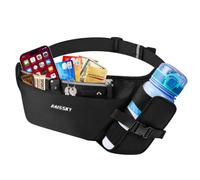Waist Pack Sports Running Belt Pouch Bag with Water Bottle Holder and 2 Zipped Pockets for iPhone, Samsung or Smartphones Hydration Packs for Man Women Workout Outdoors Climbing Cycling