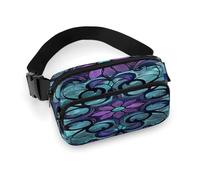 Waist Pack Stained Glass Pattern Printed Butt Pack Fanny Pack Hip Bum Bag for Workout Traveling Casual Running Hiking Cycling, Stained Glass Pattern, 7.9 X 5.1 in