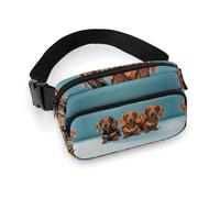 Waist Pack Three Dachshunds Printed Butt Pack Fanny Pack Hip Bum Bag for Workout Traveling Casual Running Hiking Cycling, Three Dachshunds, 7.9 X 5.1 in