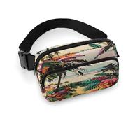 Waist Pack Tropical Floral Pattern Printed Butt Pack Fanny Pack Hip Bum Bag for Workout Traveling Casual Running Hiking Cycling, Tropical Floral Pattern, 7.9 X 5.1 in