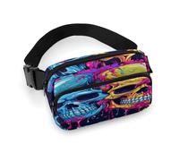 Waist Pack Two Different Skulls Printed Butt Pack Fanny Pack Hip Bum Bag for Workout Traveling Casual Running Hiking Cycling, Two Different Skulls, 7.9 X 5.1 in