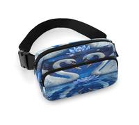 Waist Pack Two White Swans Printed Butt Pack Fanny Pack Hip Bum Bag for Workout Traveling Casual Running Hiking Cycling, Two White Swans, 7.9 X 5.1 in
