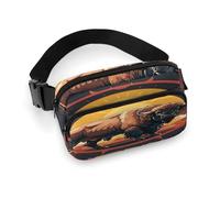 Waist Pack Wild American Bison Mountains Printed Butt Pack Fanny Pack Hip Bum Bag for Workout Traveling Casual Running Hiking Cycling, Wild American Bison Mountains, 7.9 X 5.1 in
