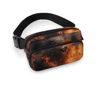 Waist Pack Wild Wolf in The Fire Printed Butt Pack Fanny Pack Hip Bum Bag for Workout Traveling Casual Running Hiking Cycling, Wild Wolf in The Fire, 7.9 X 5.1 in