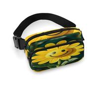 Waist Pack Yellow Smiley Flower Printed Butt Pack Fanny Pack Hip Bum Bag for Workout Traveling Casual Running Hiking Cycling, Yellow Smiley Flower, 7.9 X 5.1 in