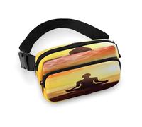 Waist Pack Yoga Meditation Printed Butt Pack Fanny Pack Hip Bum Bag for Workout Traveling Casual Running Hiking Cycling, Yoga Meditation, 7.9 X 5.1 in