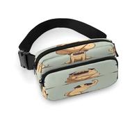 Waist Pack Yoga Pug Printed Butt Pack Fanny Pack Hip Bum Bag for Workout Traveling Casual Running Hiking Cycling, Yoga Pug, 7.9 X 5.1 in