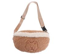 Waist Pouch Fashionable Plush Metal Bear Pattern Khaki | Lightweight Build, Smooth Sewing Stitching, Shopping and Traveling Use, for Girl and Female Friends