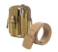 Waist Pouch, Hiking Fanny Pack, Multicompartment Zippered Storage, Oxford Water Resistant Fabric, Outdoor Phone Belt Bag for Travel, Smartphone Tool Use, 6.89 x 4.72 x 2.36 inches, Khaki, Se référer