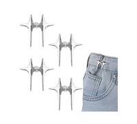 Waist Tightener Buttons Clips for Jeans - 4 Pairs Four-Pointed Star Waistband Knots - Adjustable Trouser Waist Tightener Button Pins - Reusable Jeans Adjuster for Pants Skirts Shorts
