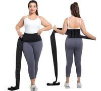 Waist Trainer for Women Plus Size 2025 Upgrade Adjust Stomach Bandage Long Torso Tummy Wraps Belly Body Shaper Waist Trimmer, Black, XL