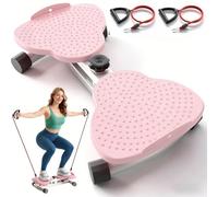 Waist Twister Board, Ab Twister Board with 2 Resistance Ropes for Slim Waist and Core Ab Exercise, Max 120KG, Balance Training, Foot Massage, Noiseless Home Gym Exercise Equipment (Pink)