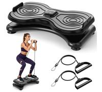 Waist Twister Machine with LCD Display，Noiseless Ab Workout Board and Resistance Bands，Slim Waist Machine with Anti-Slip, Home Gym Equipment for Women & Men Black