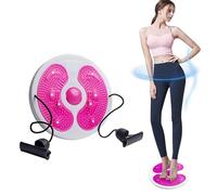 Waist Whisper Disc with Drawstring - Body Shaping Waist Twisting Disc - Fitness Turntable for Home Workout, Waist Wriggling Plate with Resistance Bands and Foot Massage (Rose Red)