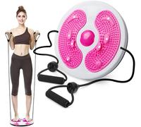 Waist Whisper Waist Twisting Disc, Adjustable Twist Exercise Disc with Handles and Drawstring, Waist Slimming Balance Rotating Disc with Massage Foot Sole - Home Fitness Gym Equipment (Pink)