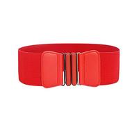 Waist Wild Waistband Belt Fashion Dress Wide Elastic Women's Buckle Belt Thick Belt (Red, 68x7.5cm)