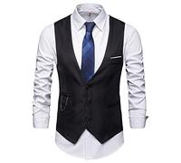 Waistcoat for Men UK Formal Plain Waistcoats Wedding Solid Colour Tuxedo Waistcoat Business Suit Vest with Pockets