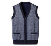 Waistcoats For Men, Men’S Sweater Vest Cable-Knit Button Front Formal Office Work-Sleeveless Cardigan Smart Casual Jumper Knitwear Smart Fitted Sleeveless Jacket Mens Soft Comfort Black Waistcoat Men