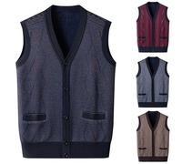 Waistcoats For Men, Men’S Sweater Vest Cable-Knit Button Front Formal Office Work-Sleeveless Cardigan Smart Casual Jumper Knitwear Smart Fitted Sleeveless Jacket Mens Soft Comfort Black Waistcoat Men