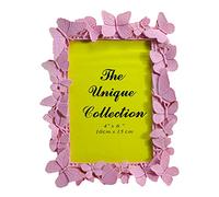 WAIT FLY 4 X 6 Inches Beautiful Pink Butterfly Shape Resin Card Photo Frame Picture Frame for Desktop Table Top Display