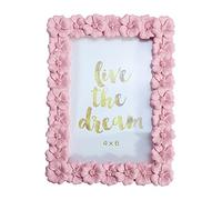 WAIT FLY 4 X 6 Inches Beautiful Pink Flower Shape Resin Card Photo Frame Picture Frame for Desktop Table Top Display