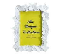 WAIT FLY 4 X 6 Inches Beautiful White Butterfly Shape Resin Card Photo Frame Picture Frame for Desktop Table Top Display