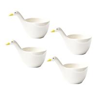 WAIT FLY 4pcs Cute Duck Shape Ceramic Dessert Bowls/Seasoning Dishes/Dipping Bowls/Ketchup Saucer/Tea Bag Holders for Salad Pudding Yogurt Best for Home Kitchen