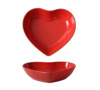 WAIT FLY Colorful Heart Shaped Ceramic Salad Bowls, Dessert Bowls, Ice Cream Bowls, Serving Bowls for Cereal Soup Snacks Appetizer-1 PCS-Red-6.5 Inch