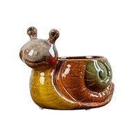 WAIT FLY Cute Animal Ceramic Flower Pot Succulent Planter-Snail
