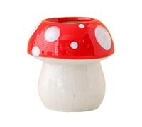 WAIT FLY Cute Mushroom Shaped Ceramic Pen Pencil Holder Makeup Brush Holder Paint Brush Holder Toothbrush Holder, Desktop Organiser for Home, School and Office-Red