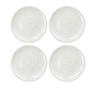 WAIT FLY Lily of the Valley Embossed Flower Ceramic Dinner & Dessert Plates, 6 Inch - 4 PCS (White)