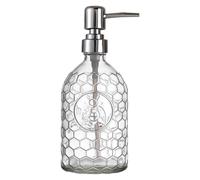 WAIT FLY Lotion Dispenser, Colorful Embossed Glass Soap Dispenser-Clear-Bee, 16 oz