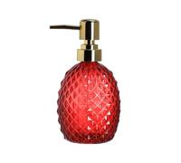 WAIT FLY Rhombus Surface Glass Soap Dispenser with Plastic Pump, Refillable Lotion Soap Bottle, Dish Soap Dispenser, Hand Soap Dispenser, Home Decoration-Red-11 OZ