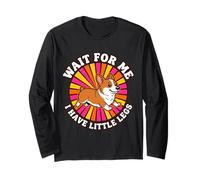 Wait for Me I Have Little Legs Corgi Dog Retro Sunset Long Sleeve T-Shirt
