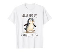 Wait for Me I Have Little Legs Funny Penguin Value Graphic T-Shirt, Men, White, S