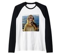 Wait I'm Goated Funny Thinking Monkey Meme Brainrot Gifts Raglan Baseball Tee