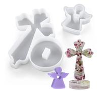 Waitamo 2Pcs Resin Moulds, Cross Silicone Mould Angel Epoxy Resin Molds for Casting Figurines Home Decor Blessed Gifts (Cross B)