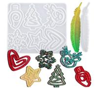 Waitamo 2Pcs Resin Moulds, Paperclip Bookmark Silicone Mould with Feathe Molds for Epoxy Resin Casting Crafts DIY Book Gifts (Christmas Style)
