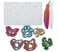 Waitamo 2Pcs Resin Moulds, Paperclip Bookmark Silicone Mould with Feathe Molds for Epoxy Resin Casting Crafts DIY Book Gifts (Animal Style)